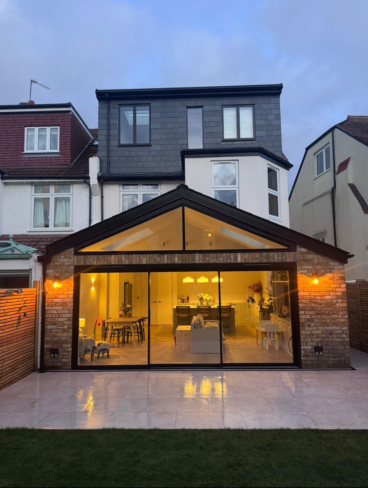 Rear extension, glass gable, after