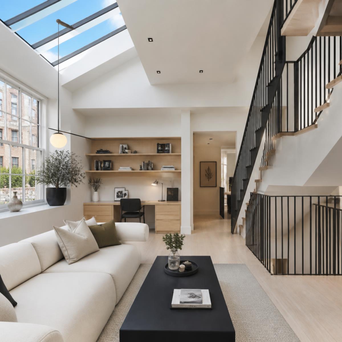 Loft living space with rooflight
